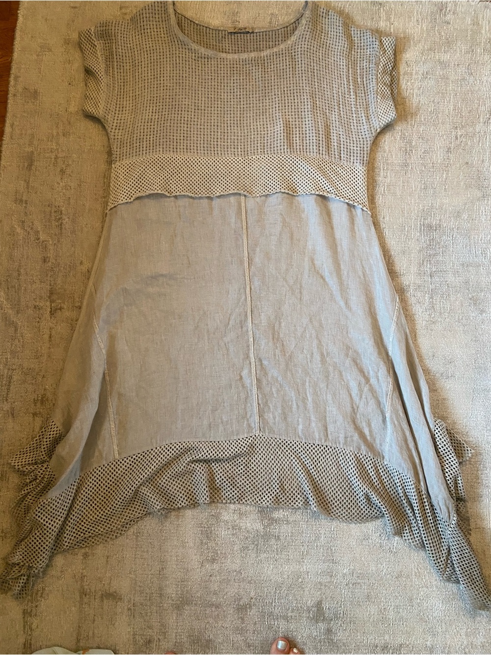 7 Agosto Natural Linen Lightweight Beige dress - Made in Italy